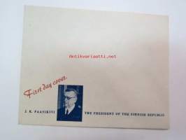 J.K. Paasikivi - The President of the Finnish Repblic - First day cover -ensipäivänkuori, ei leimattu