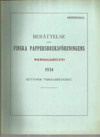 Finska Papperbruksföreningens verksamhet , vuosikertomus 1935 / Finnpap eli Suomen Paperitehtaiden Yhdistys oli vuodesta 1918 vuoteen 1996 toiminut suomalaisten