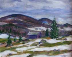 Arvo Makkonen, &quot;Koli&quot;  öljyvärimaalaus  levylle 1944, 33x42  cm kehysten kanssa 43x50 cm / Arvo Johannes Makkonen (1894 Helsinki – 1956 ) oli suomalainen