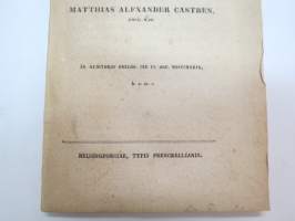 Dissertatio Academica - De affinitate declinationum in lingua fennica, esthonica et lapponica... p.p. Matthias Alexander Castrén, MDCCCXXXIX (1839) -väitöskirja