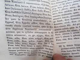 Dissertatio Academica - De affinitate declinationum in lingua fennica, esthonica et lapponica... p.p. Matthias Alexander Castrén, MDCCCXXXIX (1839) -väitöskirja