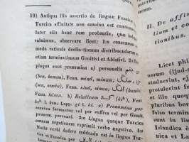 Dissertatio Academica - De affinitate declinationum in lingua fennica, esthonica et lapponica... p.p. Matthias Alexander Castrén, MDCCCXXXIX (1839) -väitöskirja