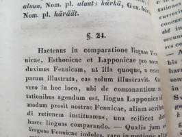 Dissertatio Academica - De affinitate declinationum in lingua fennica, esthonica et lapponica... p.p. Matthias Alexander Castrén, MDCCCXXXIX (1839) -väitöskirja