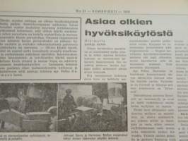 Koneviesti 1976 nr 21, sis. mm. seur. artikkelit / kuvat / mainokset; Kontti korkealle kippivaunulla, HOrsman konetehtaan Emma levittää lannan, Koneita