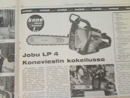 Koneviesti 1976 nr 9, sis. mm. seur. artikkelit / kuvat / mainokset; Traktoreita ilmatyynyillä Volvo BM, Konttivaunut tulevat, koneviesti testaa Jobu LP 4, Uusi