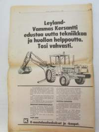 Koneviesti 1976 nr 8, sis. mm. seur. artikkelit / kuvat / mainokset; Puolustusvoimien talvikuljetusleiri Maanpuolustusta maataloustraktoreille, Volvo BM 700,