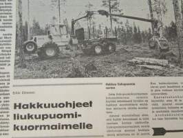 Koneviesti 1976 nr 2, sis. mm. seur. artikkelit / kuvat / mainokset; Kokeilussa kotimainen Rysky pyöröpöyhin, Vama Yleiskoura, Automaattinen ketjujarru,