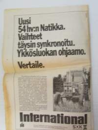 Koneviesti 1976 nr 2, sis. mm. seur. artikkelit / kuvat / mainokset; Kokeilussa kotimainen Rysky pyöröpöyhin, Vama Yleiskoura, Automaattinen ketjujarru,