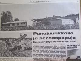 Koneviesti 1971 nr 18, sis. mm. seur. artikkelit / kuvat / mainokset; Sampo 40 puimuriuutuus, koneellista maidontuotantoa, Eino Keskitalo Koivusaaren tila,