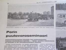 Koneviesti 1971 nr 18, sis. mm. seur. artikkelit / kuvat / mainokset; Sampo 40 puimuriuutuus, koneellista maidontuotantoa, Eino Keskitalo Koivusaaren tila,