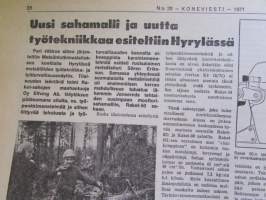 Koneviesti 1971 nr 20, sis. mm. seur. artikkelit / kuvat / mainokset; Cantone T 300 maatalouden monitoimikone, Traktoritestissä Fiat 250, Malminkartanon karja