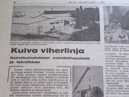 Koneviesti 1971 nr 22, sis. mm. seur. artikkelit / kuvat / mainokset; Nordsten Combi-Matic testissä, David Brown 995, 2 paalainta &quot;itse teossa&quot; Welger AP 41 -