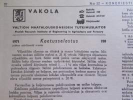 Koneviesti 1971 nr 22, sis. mm. seur. artikkelit / kuvat / mainokset; Nordsten Combi-Matic testissä, David Brown 995, 2 paalainta &quot;itse teossa&quot; Welger AP 41 -