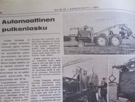 Koneviesti 1971 nr 23-24, sis. mm. seur. artikkelit / kuvat / mainokset; Hinattava Juko 300, Lasse Pätiälän sikala, Agrima -71, Smithfield Show, Kotitekoinen