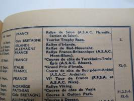 Automobile Club de France - Annuaire de route 1957 -Ranskan Autoklubin vuosikirja, sisältää hotelliluettelon, karttoja, mainoksia, autokilpailukalenterin ym.