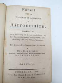 Försök till en elementar Lärobok i Astronomien, innehållande, jemte Inledning till Läran om Globerna, en kort underrätlse om Verldsystemet, samt Anvisning att