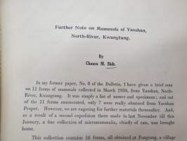 Further note on mammals of Yaoshan, North-River, Kwangtung, Sun Yatsen University, Canton, China, 1931 - Bulletin of the Department of Biology nr 12