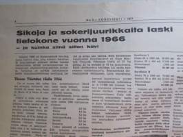 Koneviesti 1971 nr 5, sis. mm. seur. artikkelit / kuvat / mainokset; Tietoa kylvökoneista ja kuvat, Kylvölannoituskoneet / Rivilannoittimet tekniset tiedot,