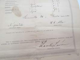 Päästö-Todistus Lammin kunnan Riikosten piirin ylemmästä kansakoulusta  - Hanna Siviä Huhtamo, Lammi 26.5. 1905 -school certificate