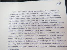 Turun Kirjatyöntekijäin Yhdistys 1890-1980 historiikki + 2 eri koneella kirjoitettua käsikirjoitusta / versiota? ko. teoksesta sekä muuta yhdistyksen