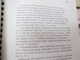 Turun Kirjatyöntekijäin Yhdistys 1890-1980 historiikki + 2 eri koneella kirjoitettua käsikirjoitusta / versiota? ko. teoksesta sekä muuta yhdistyksen