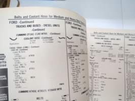 NAPA belts / hose Catalog nr 474-2089B February 1989 -luettelo remmeistä ja letkuista