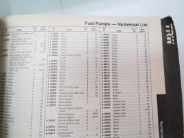 TRW Fuel pumps Catalog nr X3006 1990 -polttoainepumppujen luettelo