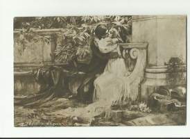 Kiihkeä suudelma - romantiikkapostikortti  - postikortti kulkematon