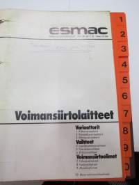 Esmac - Voimansiirtolaitteet - Variaattorit, vaihteet, voimansiirtoelimet -kansio, jossa esitteitä, teknistä tietoa, ym. -binder with brochures etc.