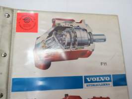 Volvo hydrauliikka F11, V30, V33 teknistä tietoa, esitteitä, ohjekirjoja -tehtaan alkuperäinen kansio -factory original hydraulics binder with manuals, brochures