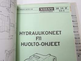 Volvo hydrauliikka F11, V30, V33 teknistä tietoa, esitteitä, ohjekirjoja -tehtaan alkuperäinen kansio -factory original hydraulics binder with manuals, brochures