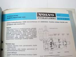 Volvo hydrauliikka F11, V30, V33 teknistä tietoa, esitteitä, ohjekirjoja -tehtaan alkuperäinen kansio -factory original hydraulics binder with manuals, brochures