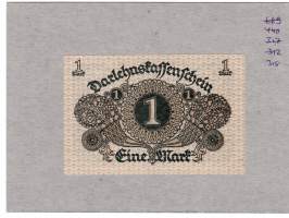 Saksa - Darlehnskassenschein 1 mark 1920.  Saksan valtion julkaisema velkaseteli.