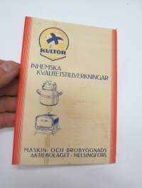 Kultor - inhemska tillverkningar - &quot;Ilo&quot; -stekugn, &quot;Koti&quot; -snabbkokaren - Maskin- och Brobyggnads Ab -esite -brochure