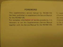 Yamaha RS100 / 125 supplementary service manual