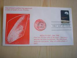 Apollo 8, 1969, USA, ensipäiväkuori, FDC, hieno. Katso myös muut kohteeni, mm. noin 1 200 erilaista amerikkalaista ensipäiväkuorta 1920-luvulta 2000-luvulle.