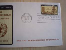 Dag Hammarskjöld Foundation, 1962, USA, ensipäiväkuori, FDC, harvinaisempi. Katso myös muut kohteeni, mm. noin 1 200 erilaista amerikkalaista ensipäiväkuorta