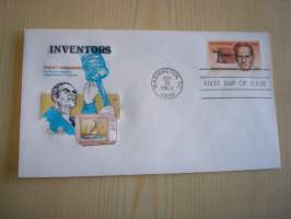 Inventors: Philo T. Farnsworth, 1983, USA, ensipäiväkuori, FDC, harvinaisempi. Katso myös muut kohteeni, mm. noin 1 200 erilaista amerikkalaista