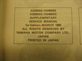 Yamaha XS250SE XS400SE XS250SG XS400SG supplementary service manual