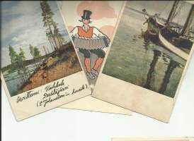 3 kpl 1940-luvulla kulkenutta postikorttia -  postikortti
