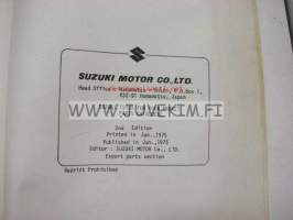 Suzuki TS125 (K/L/M/A) (E2, E4, E17, E18, E21, E24, E31) parts catalogue -varaosaluettelo englanniksi