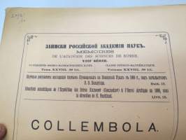 Collembola - Bearbeitet von W. Linnaniemi - Sapiskii Rossiskoi Akademii Nauk - Mémoires de l´academie des sciences de Russie VIII Serie. Classe