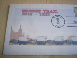 Oregon Trail, 1843-1993, USA, ensipäiväkuori, FDC, harvinaisempi, numeroitu: 30/60. Katso myös muut kohteeni, mm. noin 1 200 erilaista amerikkalaista