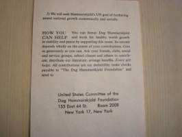 Dag Hammarskjöld Foundation, 1962, USA, ensipäiväkuori, FDC, alkuperäisella kortilla, harvinainen, kuoressa postimerkin suunnittelijan: Herbert Sanbornin ja