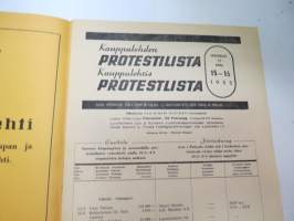 Kauppalehden protestilista - Kauppalehtis protestlista 1955 nr 15-16, ilmetynyt 13.4.1955 -unpaid debts and dues, published in special credit-paper