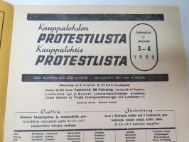 Kauppalehden protestilista - Kauppalehtis protestlista 1955 nr 3-4, ilmetynyt 17.1.1955 -unpaid debts and dues, published in special credit-paper