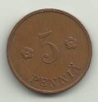 5 penniä  1937