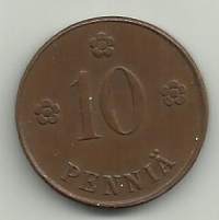 10  penniä  1920