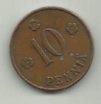 10  penniä  1927