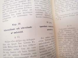 Littoisten Tehtaan Yhtiön Työntekijäin raajarikkoja ja iäkkäitä henkilöitä varten perustetun Apurahaston säännöt 1900 Stadgar för Littois Fabriks bolags